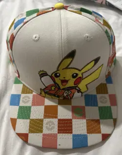 2025 Pokemon World Championships Pikachu Snapback Flat Brim Hat Anaheim Worlds - Image 1