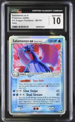 CGC 10 GEM MINT Salamence ex EX Dragon Frontiers 98/101 Holo Pokemon Card - Image 1