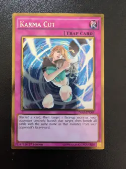 PGL2-EN067 Karma Cut Gold Rare 1st Edition LP Yugioh Card - Image 1