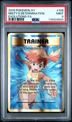 Misty's Determination Trainer FA 108/108 XY Evolutions 2016 Pokemon Card PSA 9 - Image 1
