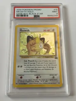 Pokemon TCG Mint PSA 9 Meowth Black Star Promo 10 Gameboy Promo - Image 1