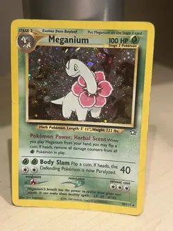 Pokemon TCG Meganium Neo Genesis 10/111 Holo 1st Edition Holo Rare 2004 HP - Image 2