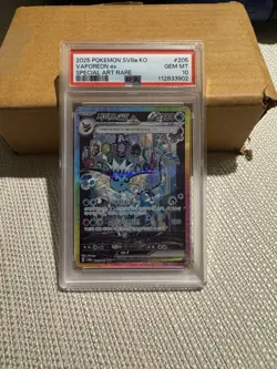 Pokemon Card Vaporeon EX SAR 205/187 SV8a Terastal Fes EX Korean Edition Psa10 - Image 1