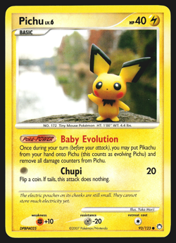 Pichu 93/123 Diamond & Pearl Mysterious Treasures Pokemon Card EXC - Image 1