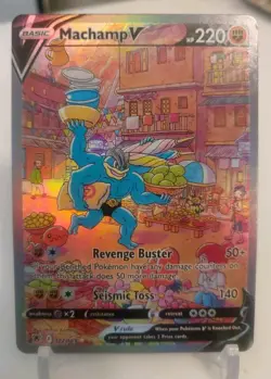 *Custom-made* High Quality,Textured Holo,Machamp V"Display Card" - Image 1