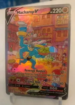 *Custom-made* High Quality,Textured Holo,Machamp V"Display Card" - Image 3