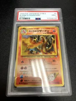 PSA9 Blaine’s Charizard Holo 1999 Gym 2 Old Back Pokemon Card Japanese - Image 1