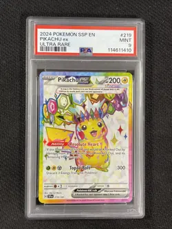 Pokemon Card PSA 9 Pikachu Ex Surging Sparks S&V 2024 Ultra Rare #219 - Image 1