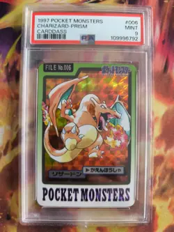 Pokemon Card Charizard Glurak Pocket Monsters Carddass Prism 1997 Japanese PSA 9 - Image 2