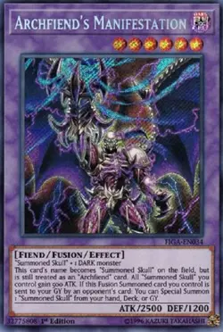 Yugioh - Archfiend's Manifestation 1st Edition Secret Rare LP - Free Holo Card - Image 1