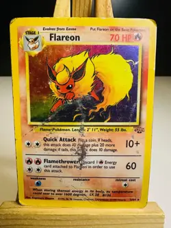 Flareon 3/64 [HP/Damaged] [Jungle] (1999) Rare Holo - Pokemon Card - Image 1