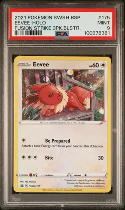 2021 POKEMON SWSH BLACK STAR PROMO 175 EEVEE HOLO FUSION STRIKE BLISTER PSA 9 - Image 1