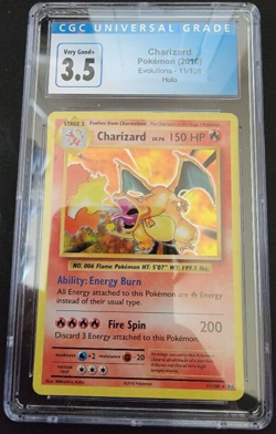 Holo Foil Charizard 11/108 Evolutions Set Pokemon Cards CGC 3.5 Very Good+ - Image 1