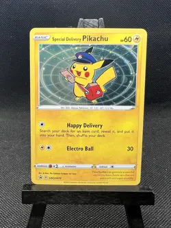 Pokemon Special Delivery Pikachu SWSH074 Pokemon Center Promo - NM w/Swirl - Image 1