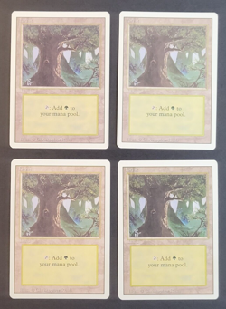 MTG - 4x Revised Edition - Forest C - NM/LP+ - Vintage White Border Land - Magic - Image 1