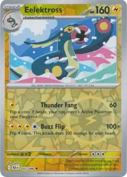 Eelektross 032/086 Reverse Holo Black Bolt BLK English Pokemon Card NM - Image 1