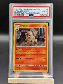 PSA 8 carte Pokemon Arcanin 120 PV 6/18 Detective Pikachu NEUF FR ! - Image 1