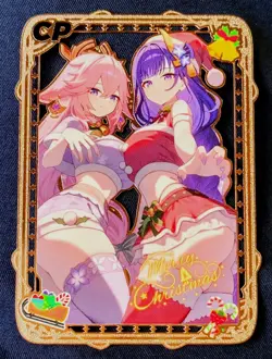 Goddess Story Merry Christmas CP Waifu Rose Gold Die Cut Metal Card #05/100 - Image 1