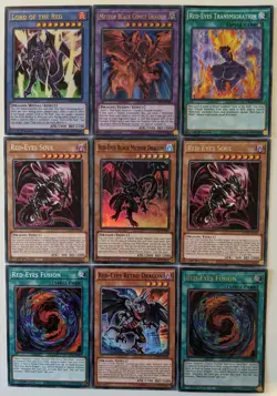 YuGiOh 9 Card Red-Eyes and Related Card Set/Lot - Image 1