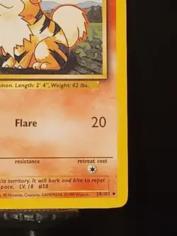 Growlithe 28/102 Base Set Common - LP Condition - 1999 Pokemon Card - Vintage - Image 5