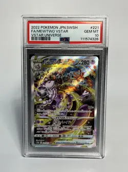 PSA 10 Mewtwo VSTAR SAR 221/172 S12a VSTAR Universe Pokemon Card Japanese 2022 - Image 1