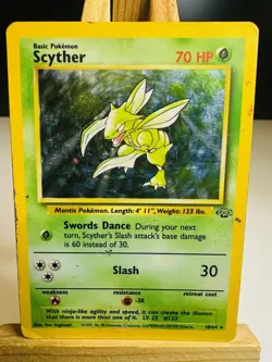 Scyther 10/64 [HP/Damaged] [Jungle] (1999) Rare Holo - Pokemon Card - Image 1