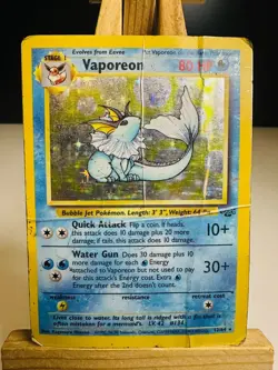 Vaporeon 12/64 [HP/Damaged] [Jungle] (1999) Rare Holo - Pokemon Card - Image 1
