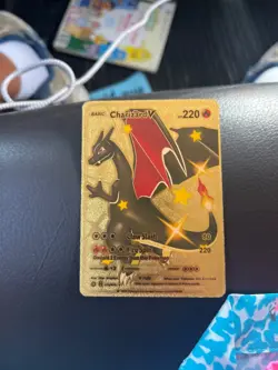 Charizard V Black Gold Foil Textured Display Card please buy mony goes to save - Image 1