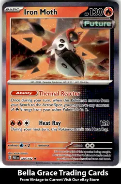 Iron Moth #028/182 SV04: Paradox Rift Pokemon Rare,Holo - Image 1