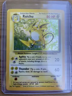 Pokemon TCG Raichu Holo Base Set Unlimited #14 Rare Vintage LP Lightly Played - Image 1