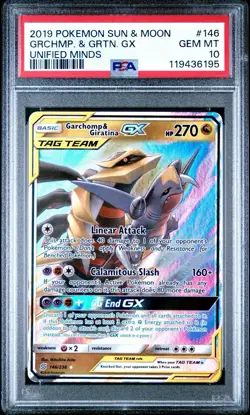2019 POKEMON SUN & MOON UNIFIED MINDS 146 GARCHOMP & GIRATINA GX PSA 10 NEW CERT - Image 2