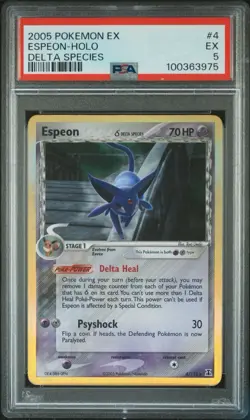 2005 Pokemon EX Delta Species Espeon-Holo #4 PSA 5 EX - Image 1