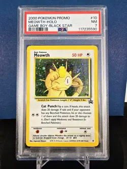 Graded PSA 7 2000 Pokemon Promo MEOWTH #10 HOLO Game Boy Black Star NM Vintage - Image 1