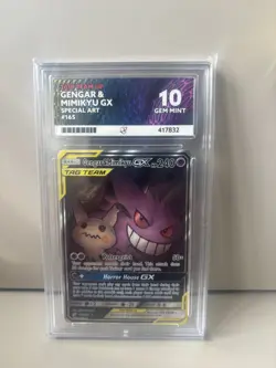 Graded Ace 10 Pokemon Sun & Moon TeamUp Gengar Mimikyu GX 165/181 Alternate Art - Image 1