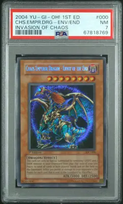 2004 YU-GI-OH! 1ST EDITION #000 CHAOS EMPEROR DRAGON - ENVOY OF THE END PSA 7 - Image 1