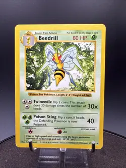 LP+RAW Beedrill Shadowless Base Set BSS 17/102 Reg. Rare Pokemon Card - Image 1