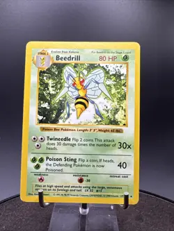LP+RAW Beedrill Shadowless Base Set BSS 17/102 Reg. Rare Pokemon Card - Image 3