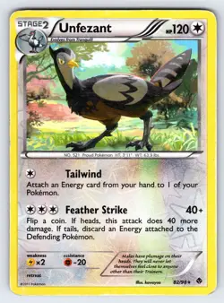 Unfezant 82/98 2011 B&W Emerging Powers Pokemon Card TCG Reverse Holo Rare - Mp - Image 1