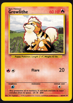 Growlithe 28/102 Base Set Pokemon TCG Card NM - Image 1