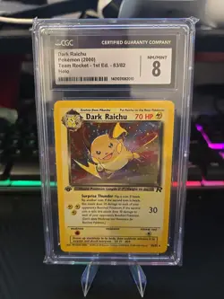 CGC 8 Dark Raichu Team Rocket 1st Edition 83/82 Holo Pokemon Card psa - Image 1