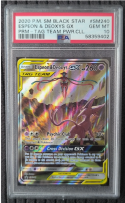 Espeon & Deoxys GX SM240 Promo 2020 PSA 10 GEM Mint Pokemon TCG English - Image 1