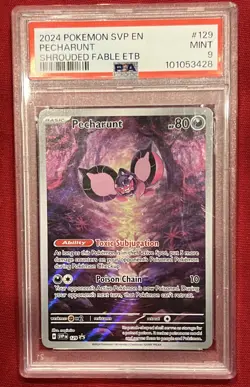 2024 POKEMON SVP EN PECHARUNT #129 SHROUDED FABLE ETB PSA 9 - Image 1
