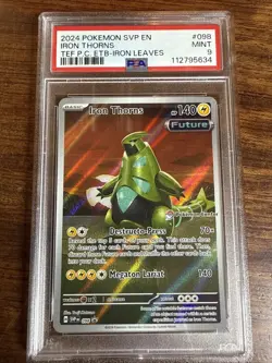 2024 POKEMON CENTER SVP EN STAMPED PROMO 098 IRON THORNS TEMPORAL FORCES PSA 9 - Image 1