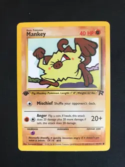 Pokemon Cards: Team Rocket 1st Edition Common: Mankey 61/82 - Image 1