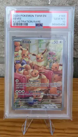 Pokemon TCG Eevee Illustration Rare Card 188/167 SV Twilight Masquerade PSA 10 - Image 2
