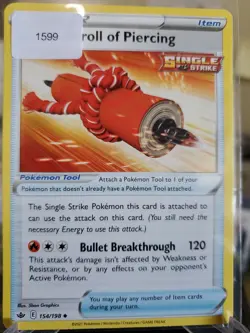 Chilling Reign Single Strike Scroll of Piercing 154/198 Pokemon Card TCG - Image 1