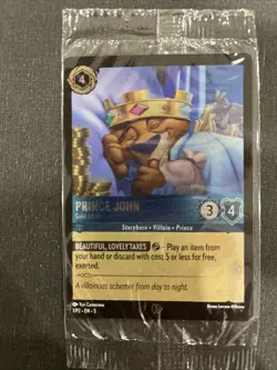 DISNEY LORCANA Prince John Gold Lover 1/P2 Sealed Foil Promo Card VILLANOUS - Image 1