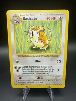 Raticate 40/102 SHADOWLESS VINTAGE WOTC POKEMON CARD Base Set - LP / MP - Image 1