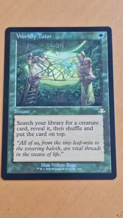MTG Worldly Tutor Dominaria Remastered 353 Illus. Volkan Baga - Rare - Image 1