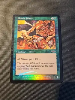 MTG Foil Muscle Sliver FNM Promo Rare Magic The Gathering HP - Image 1